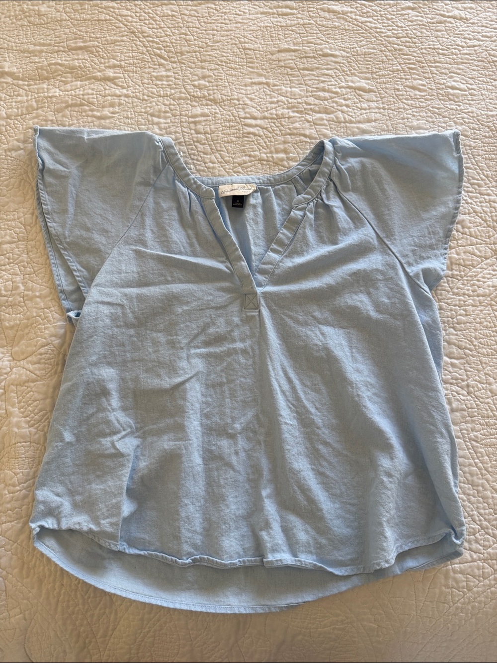 Universal Thread Light Blue Short Sleeve Peasant Blouse